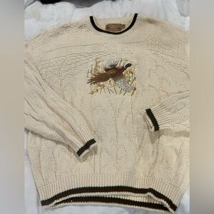 Shenandoah vintage chunky 1990’s grandpa sweater Pheasant embroidered size XLT